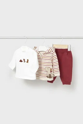 Kojenecká tepláková souprava Mayoral Newborn 3-pack červená barva, 2623
