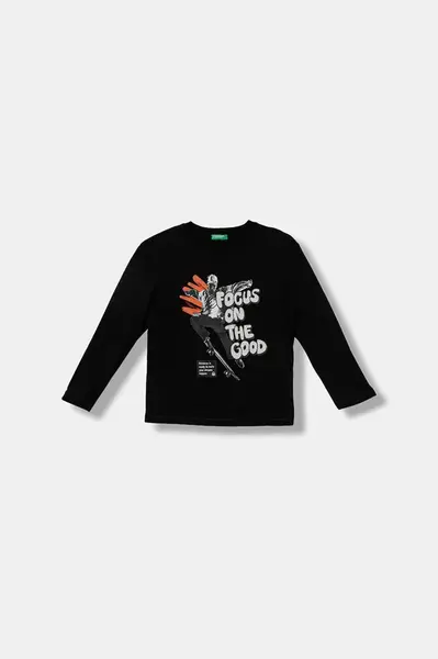 Dětské bavlněné tričko s dlouhým rukávem United Colors of Benetton