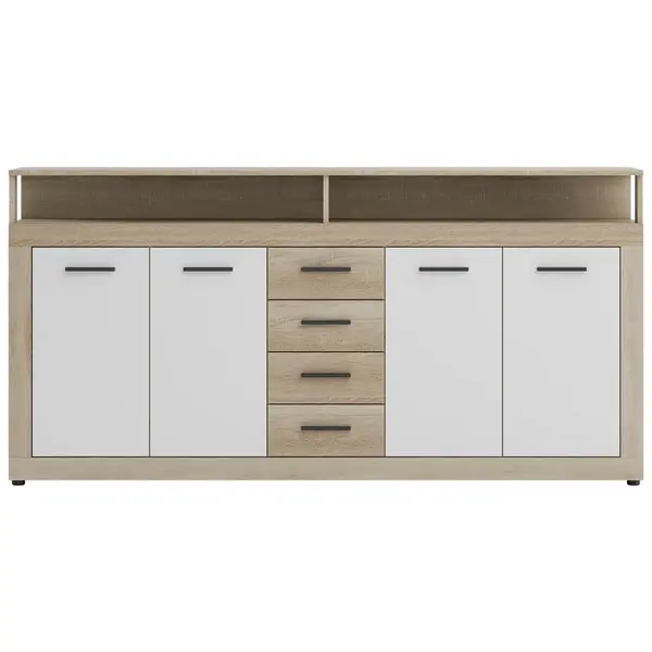 MID.YOU ŠIROKÁ KOMODA, bílá, Sonoma dub, 190/96/32 cm