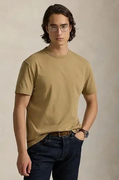 Bavlněné tričko Polo Ralph Lauren pánské, žlutá barva, 710P07548