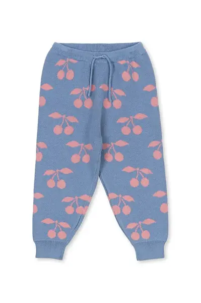 Dětské bavlněné kalhoty Konges Sløjd LAPIS KNIT PANTS GOTS fialová barva, KS103855