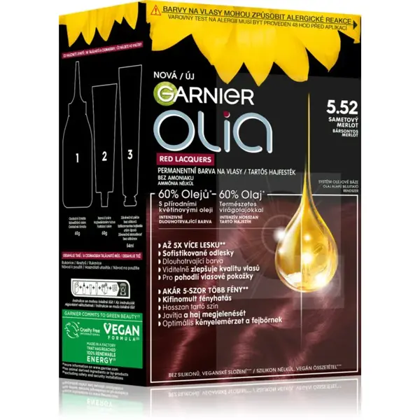 Garnier Olia Big Kit permanentní barva na vlasy odstín 5.52 Glassy Merlot 1 ks