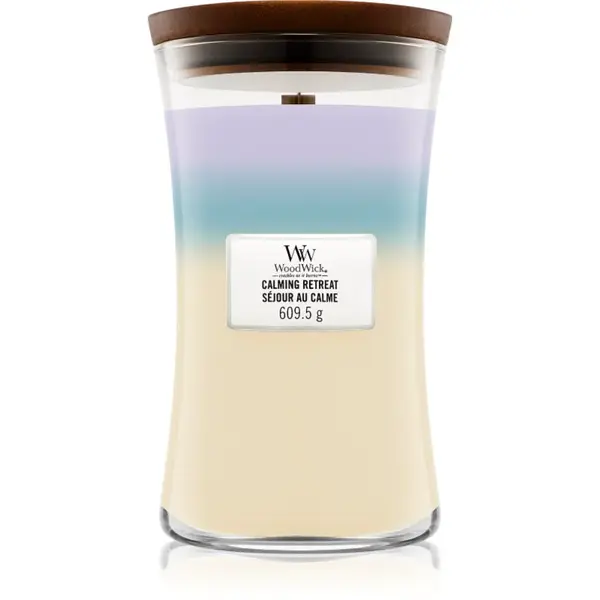 Woodwick Trilogy Calming Retreat vonná svíčka s dřevěným knotem 609.5 g