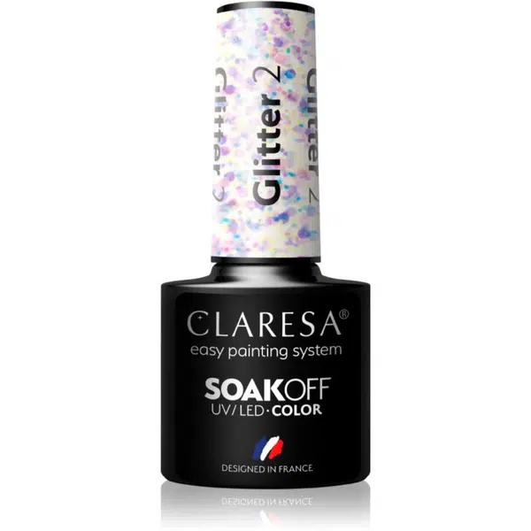 Claresa SoakOff UV/LED Color Glitter gelový lak na nehty odstín 2 5 g