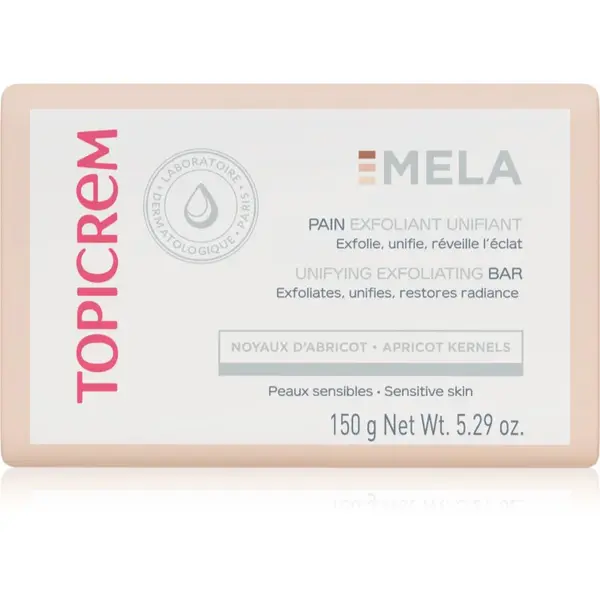 Topicrem MELA Unifying Exfoliating Bar čisticí mýdlo s exfoliačním účinkem na obličej a tělo 150 g