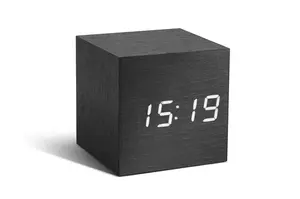 Budík "Cube Click", čierna / biela - Gingko