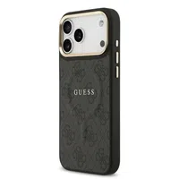 Zadní kryt Guess PU Leather 4G Gold Frame MagSafe Apple pro iPhone 17 Pro Max, černá