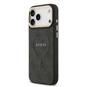 Zadní kryt Guess PU Leather 4G Gold Frame MagSafe  Apple pro iPhone 17 Pro Max, černá
