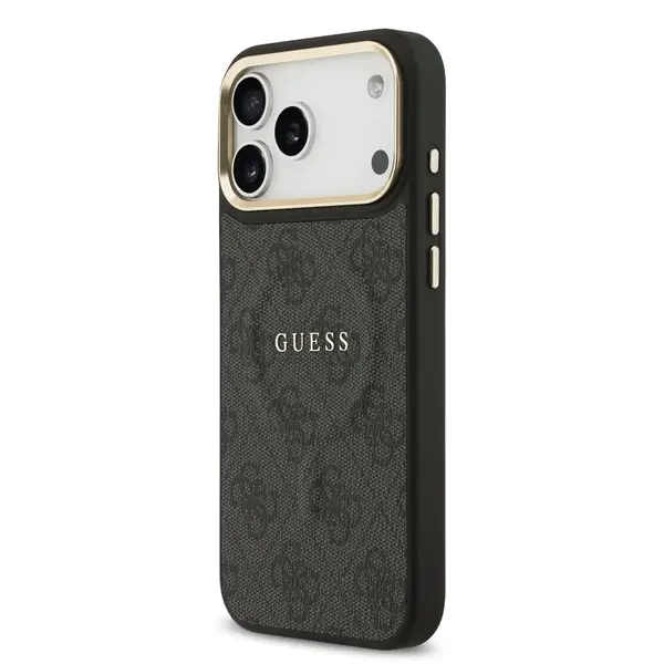 Zadní kryt Guess PU Leather 4G Gold Frame MagSafe  Apple pro iPhone 17 Pro Max, černá