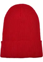 Ribbed knit cap made of recycled yarn red