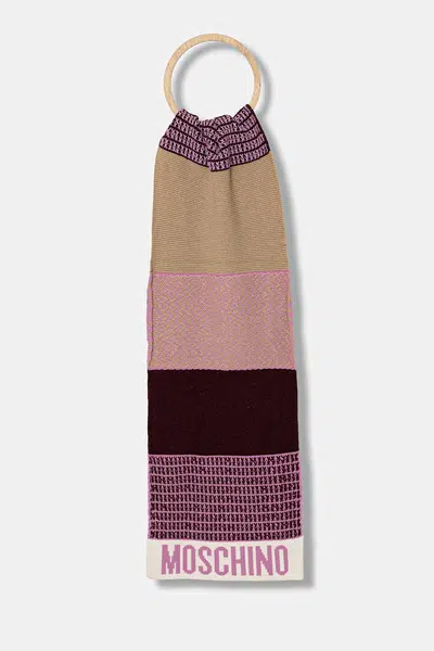 Vlnený šál Moschino ružová farba, vzorovaná, M3337 30837