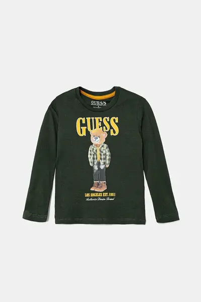 Detská bavlnená košeľa s dlhým rukávom Guess