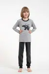 Boys' pyjamas Morten, long sleeves, long trousers - melange/dark melange