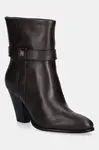 Kožené členkové topánky Tommy Hilfiger TH T-STRAP LEATHER POINTY BOOTIE