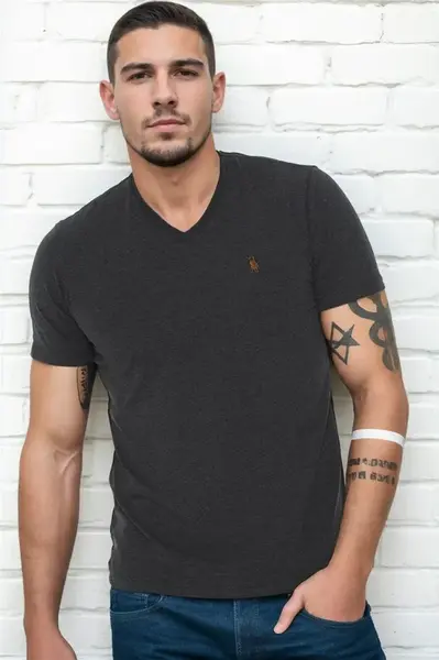 T8568 DEWBERRY V-NECK MEN'S T-SHIRT-ANTHRACITE-2