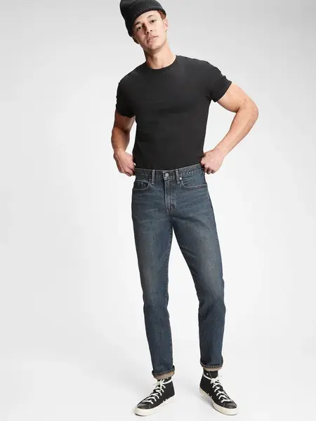 Džínsy GAP Slim Modrá