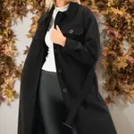 Z6777 DEWBERRY DÁMSKY KABÁT - JEDNOFAREBNÝ ČIERNY