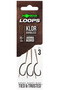 Korda hotové montáže loop rigs klor barbless - háček 6 nosnost 30 lb