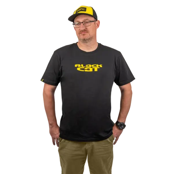 Black cat tričko logo black t-shirt - l