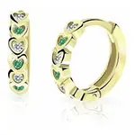 Cutie Jewellery Dětské kruhové náušnice ze žlutého zlata C3339-80-X-1 zelená
