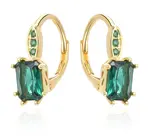 Beneto Stříbrné náušnice se zeleným krystalem AGUC3350GR-GOLD