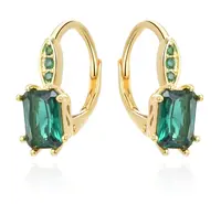 Beneto Stříbrné náušnice se zeleným krystalem AGUC3350GR-GOLD