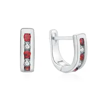 MOISS Elegantní stříbrné náušnice s čirými a červenými zirkony E0000177