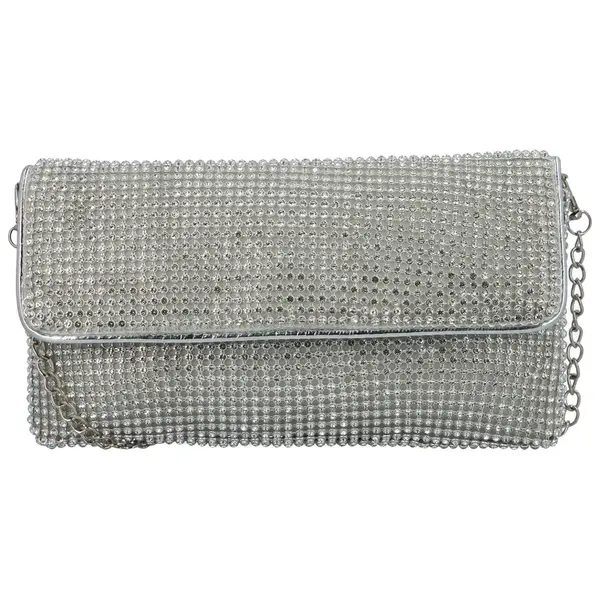 Měkké třpytivé psaníčko s kamínky Elodie,  stříbrná