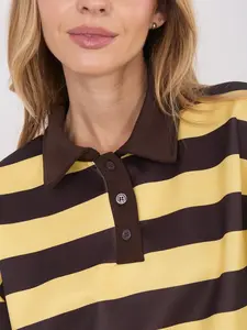 Žlutá pruhovaná halenka s límcem