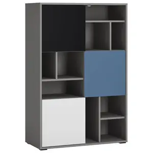 Regál Laser LASR02B 3D platinovo sivá/čierna perla/alpská biela/modrá