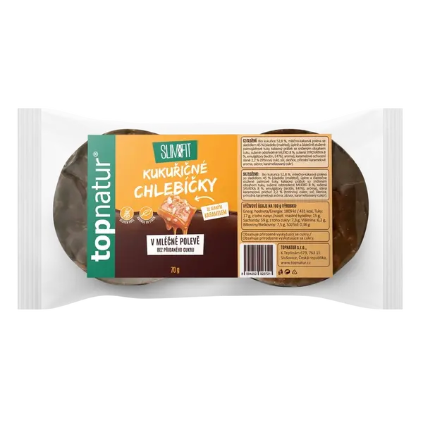TOPNATUR Slim&Fit Kukuřičné chlebíčky se slaným karamelem v mléčné polevě 70 g
