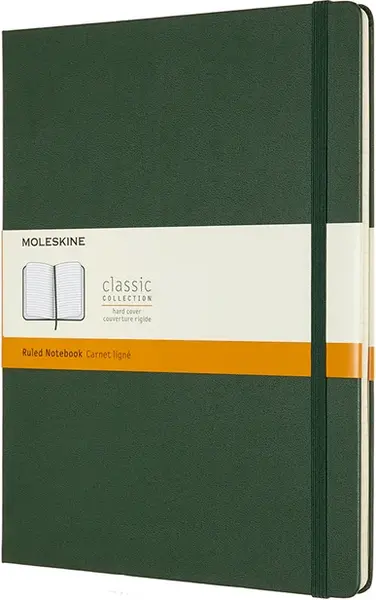 Zápisník MOLESKINE tvrdý linkovaný tm. zelený XL