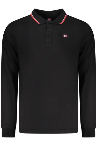 NORWAY 1963 MEN'S LONG-SLEEVED POLO SHIRT, BLACK