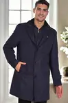 PLT9401 DEWBERRY MEN'S COAT-PATTERNED NAVY BLUE