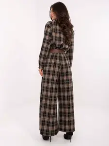 Kárované nohavice s opaskom