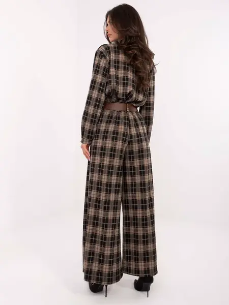 Kárované nohavice s opaskom