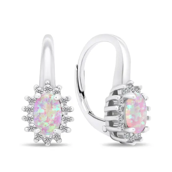 Brilio Silver Luxusní stříbrné náušnice se zirkony a opály EA432WP