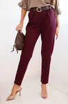Dámské viskózové kalhoty s páskem, bordó