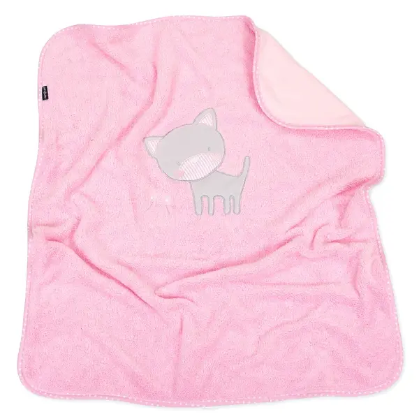 Mamo Tato Oboustranná chlupáčková dečka s vyšívkou 75 x 90 cm, Kočička, růžová