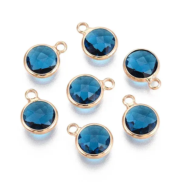 Golden Tone Brass Glass Charms