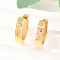 304 Stainless Steel Clear Cubic Zirconia Hoop Earrings