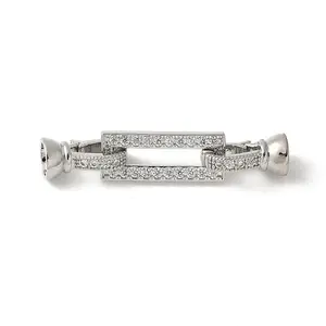 Brass Pave Clear Cubic Zirconia Fold Over Clasps