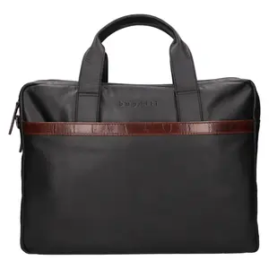 Pánska kožená taška na notebook Bugatti Rubens - čierna