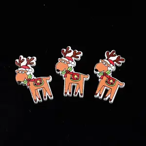 Christmas 2-Hole Spray Painted Maple Wooden Buttons