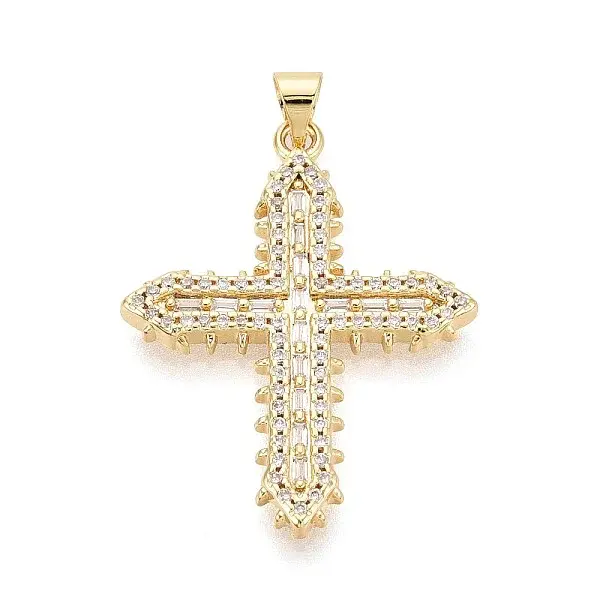 Brass Micro Pave Clear Cubic Zirconia Pendants