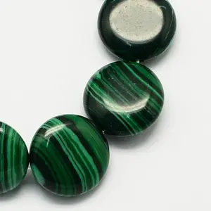 Flat Round Synthetic Malachite Beads Strands