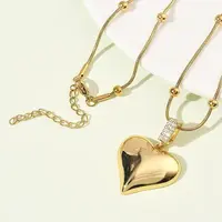 304 Stainless Steel Micro Pave Clear Cubic Zirconia Pendant Necklaces for Women