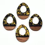 Opaque Resin & Walnut Wood Pendants