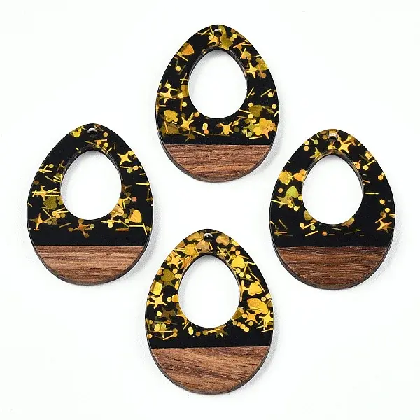 Opaque Resin & Walnut Wood Pendants