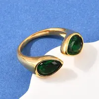 304 Stainless Steel with Glass Cuff Open Rings